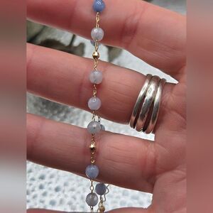 "5/$25" Dainty Light Blue Gemstone Gold Tone Adjustable Tennis Bracelet